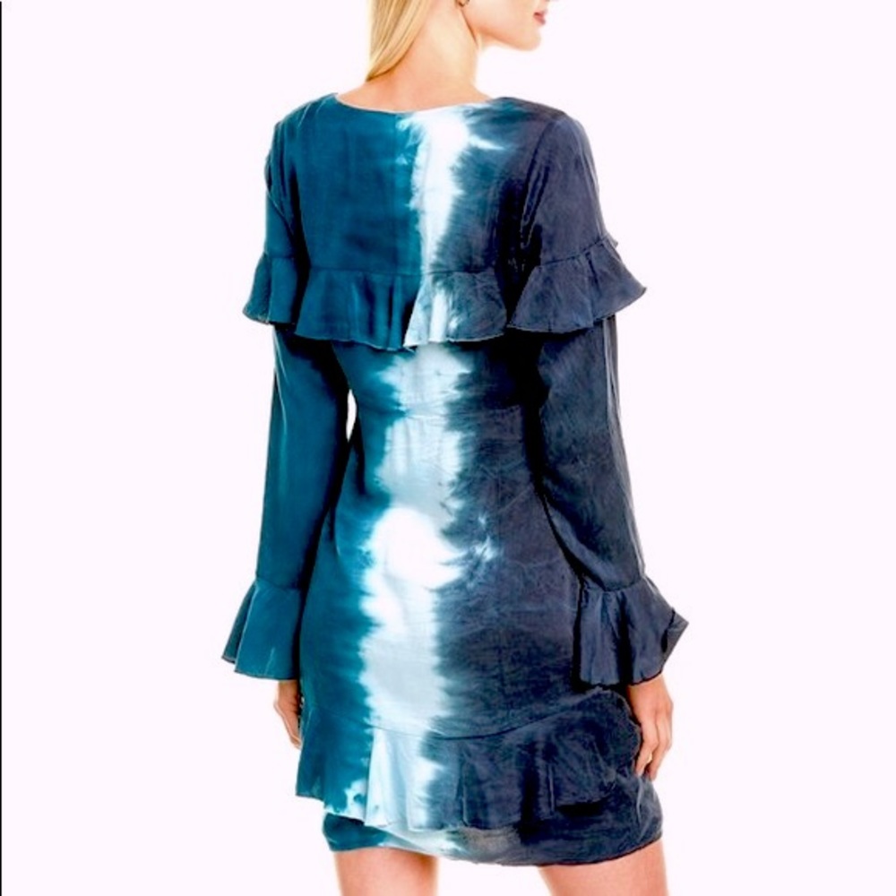 Chaser Ruffled Silk Tie Dye Mini Dress NWT - Picture 2 of 16